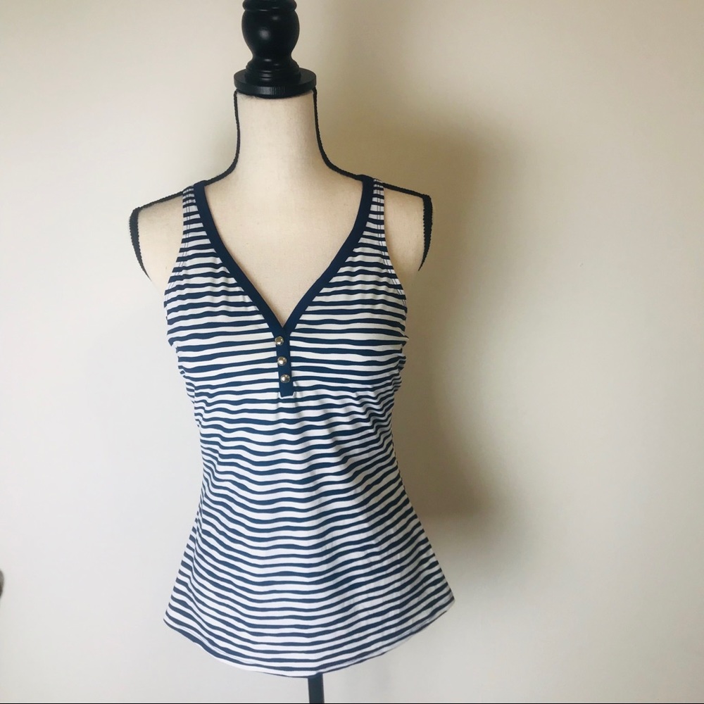 Christina Mailots Blue and White Stripes Tankini